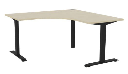 Haven Fixed Workstation Corner Desk 1500 x 1500 / Nordic Maple / Black