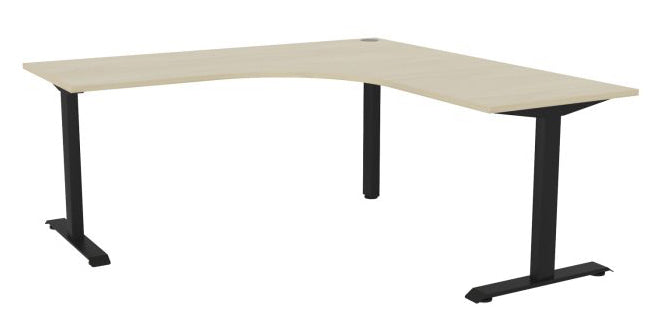 Haven Fixed Workstation Corner Desk 1800 x 1800 / Nordic Maple / Black