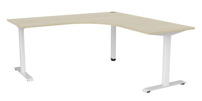 Haven Fixed Workstation Corner Desk 1800 x 1800 / Nordic Maple / White