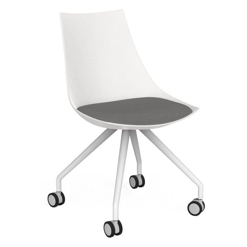 Luna Visitor Chair Castor Legs / Alloy Grey / White