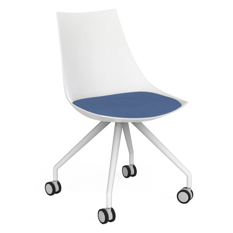 Luna Visitor Chair Castor Legs / Baby Blue / White