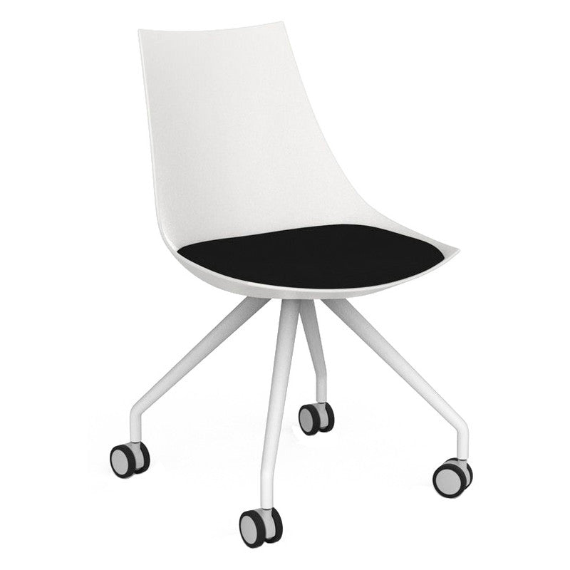 Luna Visitor Chair Castor Legs / Black / White