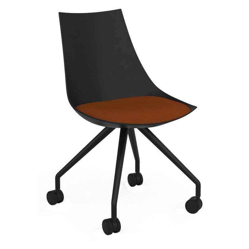 Luna Visitor Chair Castor Legs / Burnt Orange / Black