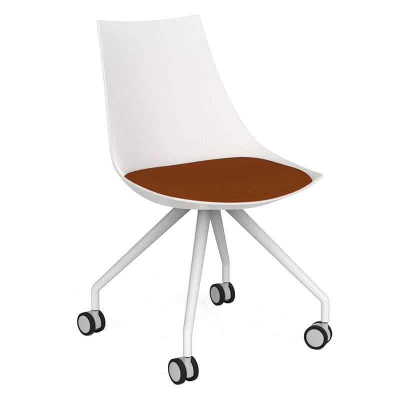 Luna Visitor Chair Castor Legs / Burnt Orange / White