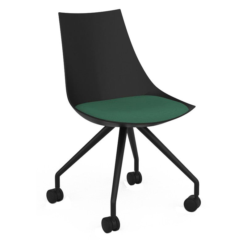 Luna Visitor Chair Castor Legs / Fern Green / Black