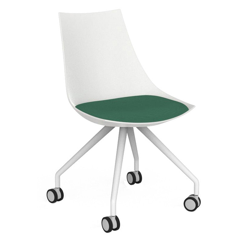 Luna Visitor Chair Castor Legs / Fern Green / White