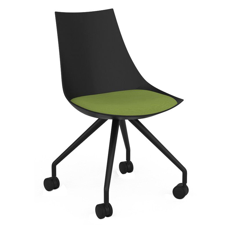 Luna Visitor Chair Castor Legs / Lime Green / Black