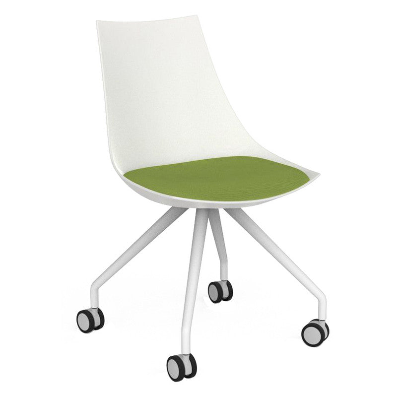 Luna Visitor Chair Castor Legs / Lime Green / White