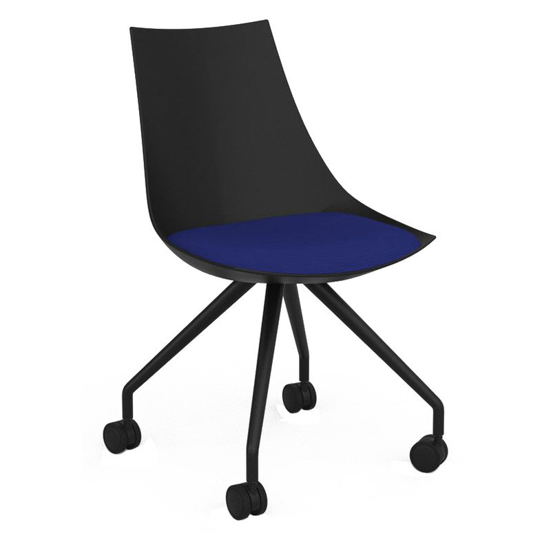 Luna Visitor Chair Castor Legs / Royal Blue / Black
