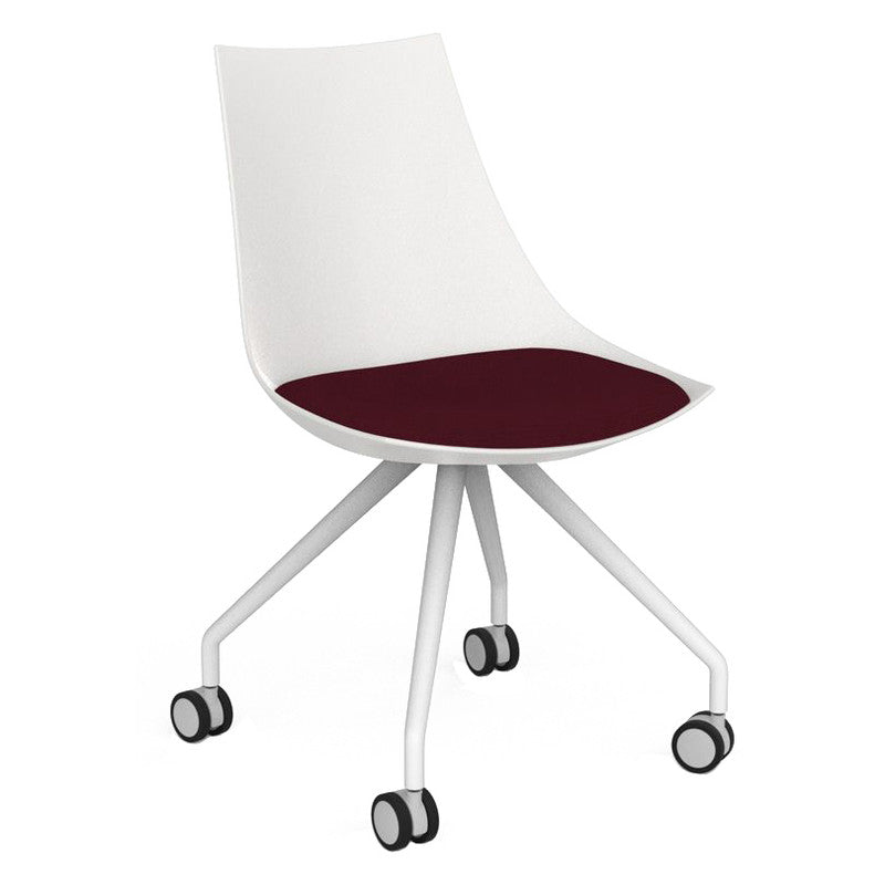 Luna Visitor Chair Castor Legs / Ruby Red / White