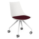 Luna Visitor Chair Castor Legs / Ruby Red / White