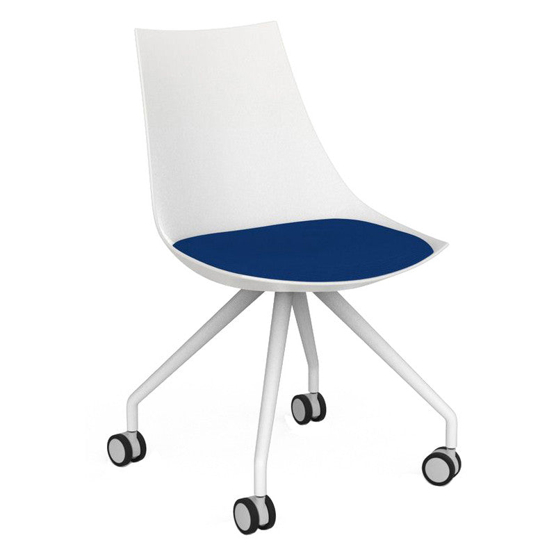 Luna Visitor Chair Castor Legs / Sky Blue / White