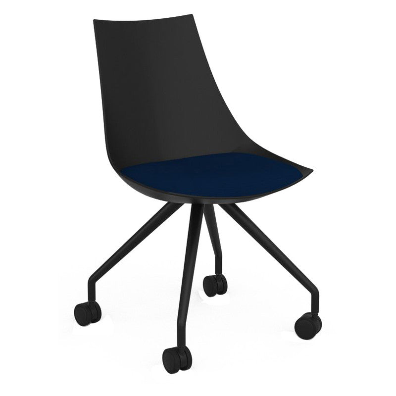 Luna Visitor Chair Castor Legs / Steel Blue / Black