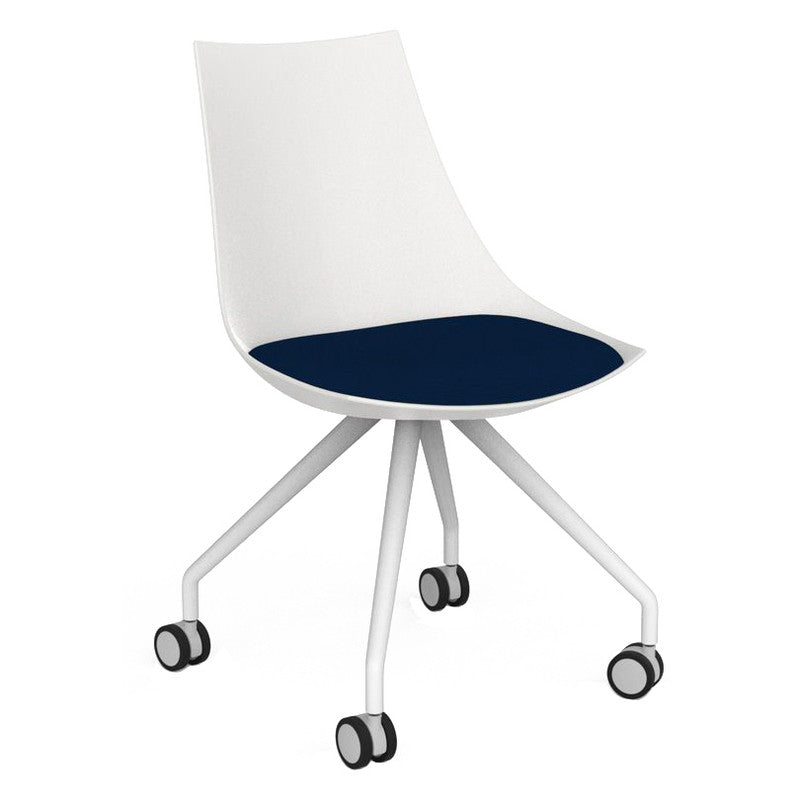 Luna Visitor Chair Castor Legs / Steel Blue / White