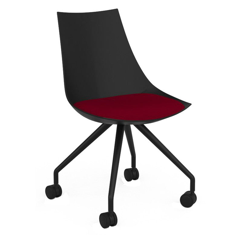 Luna Visitor Chair Castor Legs / Tomato Red / Black