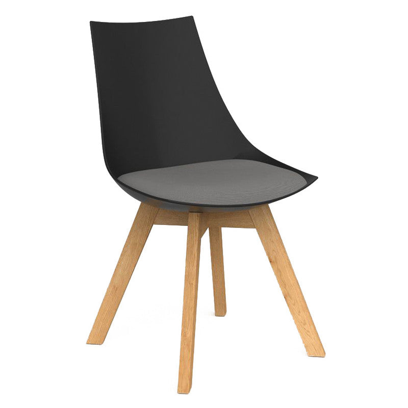 Luna Visitor Chair Solid Oak Legs / Alloy Grey / Black