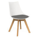 Luna Visitor Chair Solid Oak Legs / Alloy Grey / White