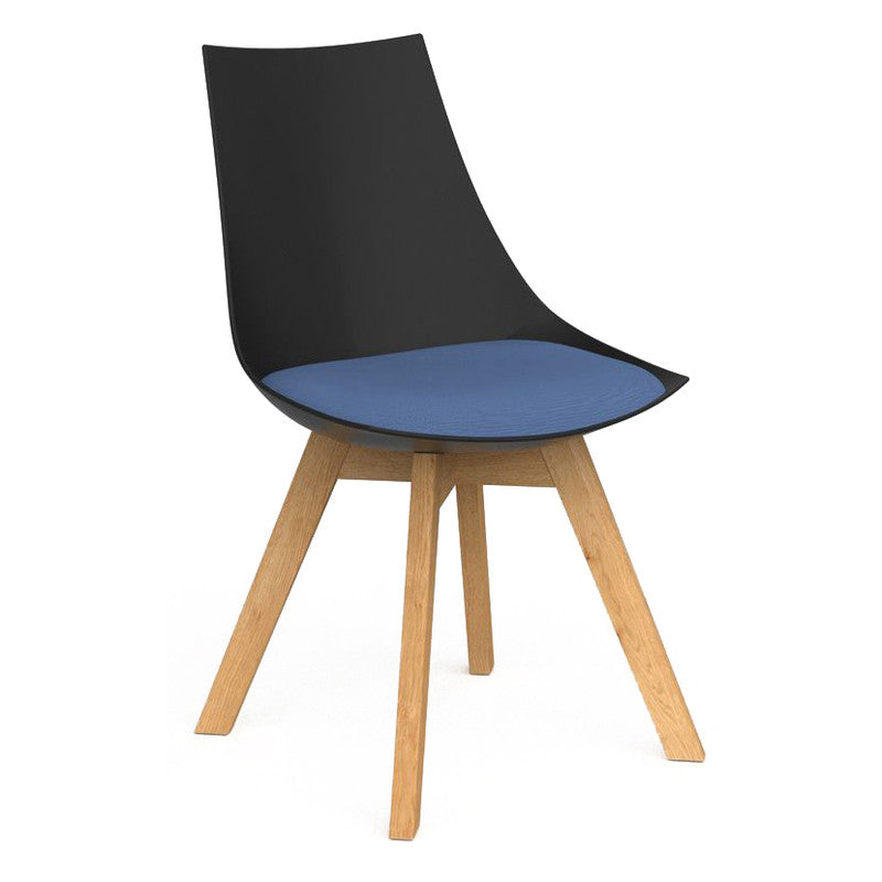 Luna Visitor Chair Solid Oak Legs / Baby Blue / Black