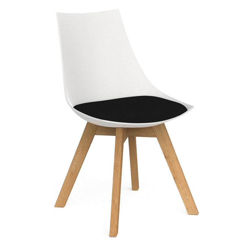 Luna Visitor Chair Solid Oak Legs / Black / White