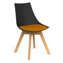 Luna Visitor Chair Solid Oak Legs / Bright Orange / Black