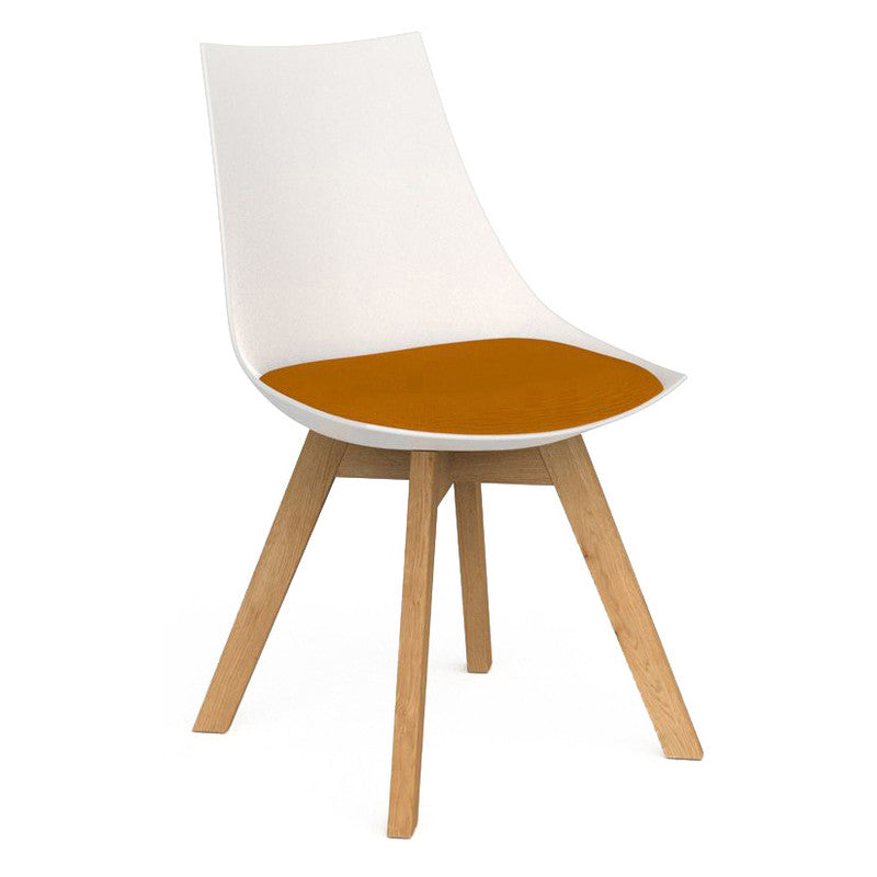 Luna Visitor Chair Solid Oak Legs / Bright Orange / White