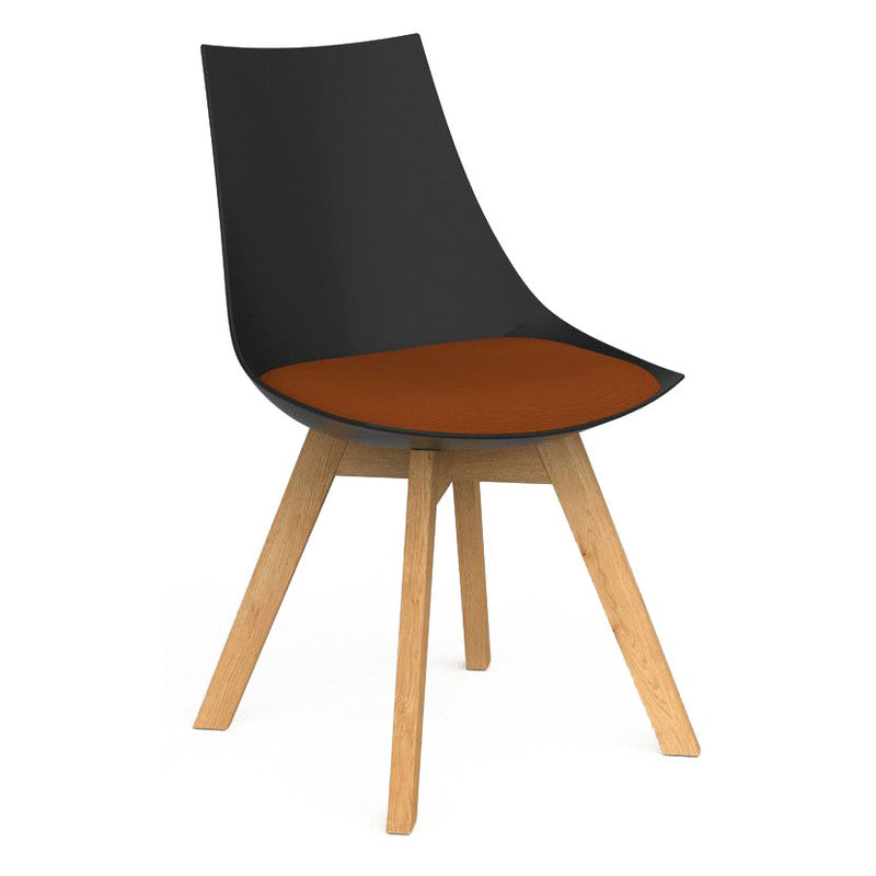 Luna Visitor Chair Solid Oak Legs / Burnt Orange / Black