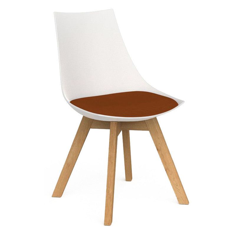 Luna Visitor Chair Solid Oak Legs / Burnt Orange / White