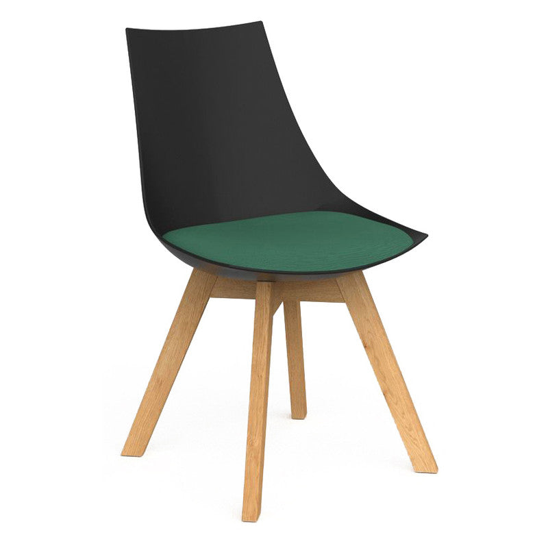 Luna Visitor Chair Solid Oak Legs / Fern Green / Black