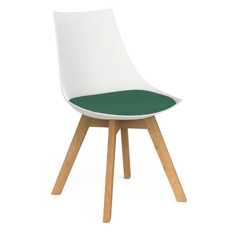 Luna Visitor Chair Solid Oak Legs / Fern Green / White