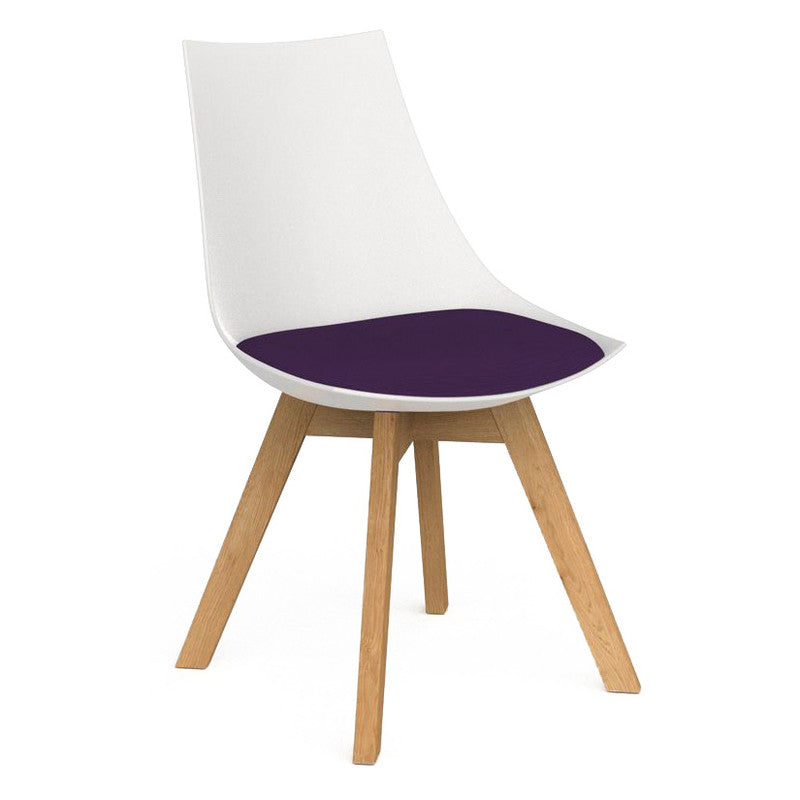 Luna Visitor Chair Solid Oak Legs / Plum / White