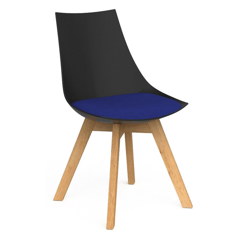 Luna Visitor Chair Solid Oak Legs / Royal Blue / Black