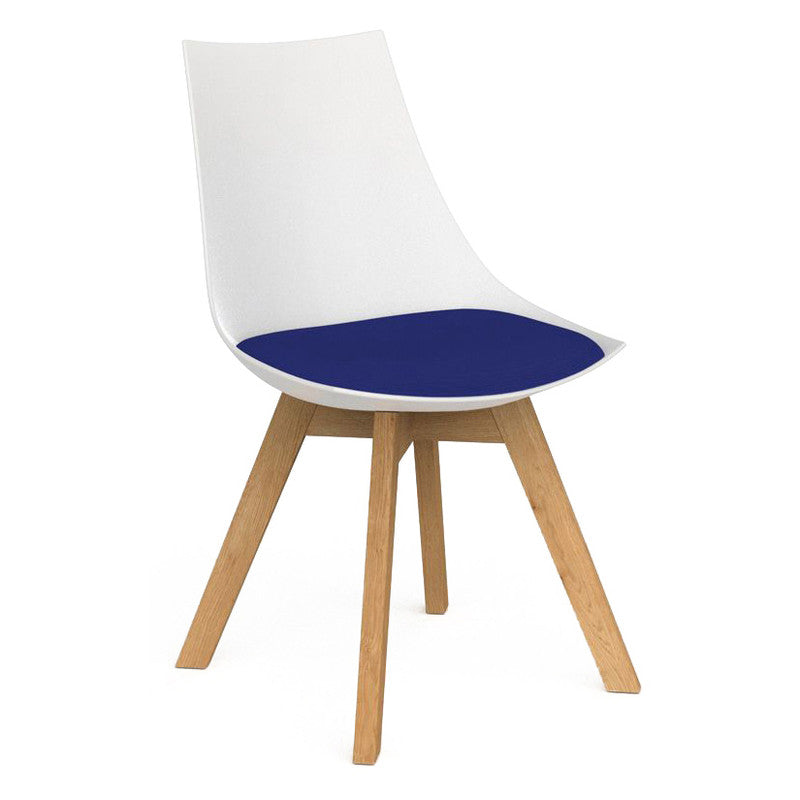 Luna Visitor Chair Solid Oak Legs / Royal Blue / White