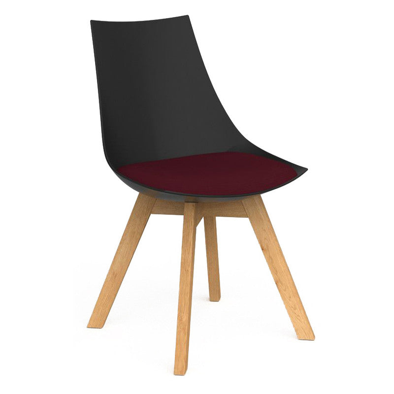 Luna Visitor Chair Solid Oak Legs / Ruby Red / Black