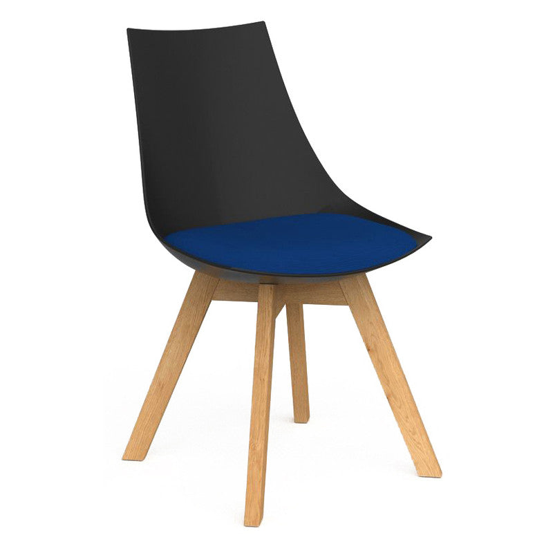 Luna Visitor Chair Solid Oak Legs / Sky Blue / Black