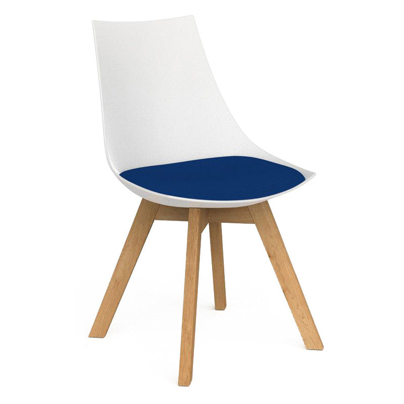 Luna Visitor Chair Solid Oak Legs / Sky Blue / White