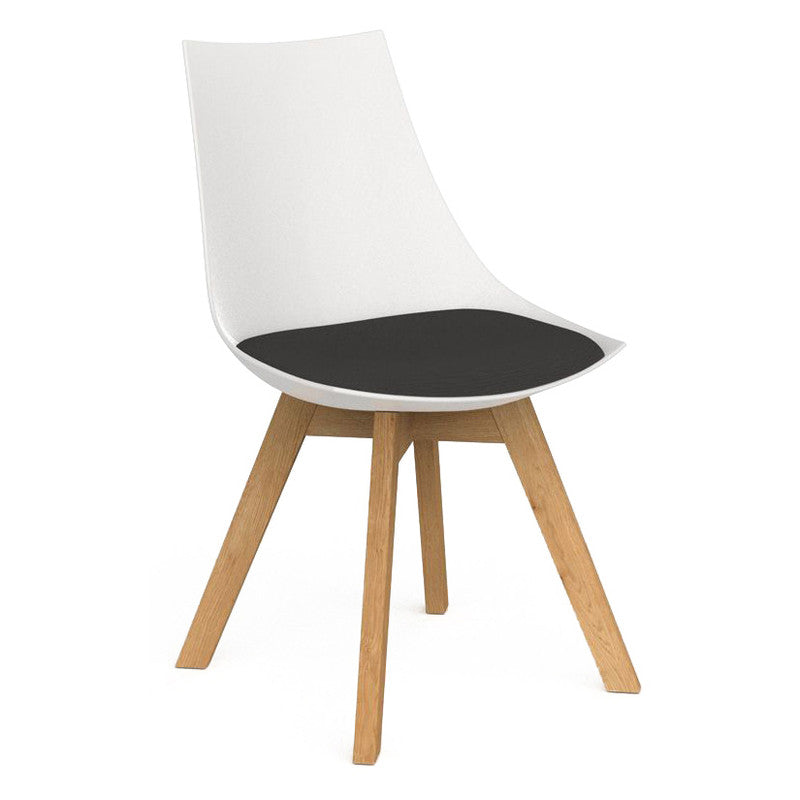 Luna Visitor Chair Solid Oak Legs / Slate Grey / White