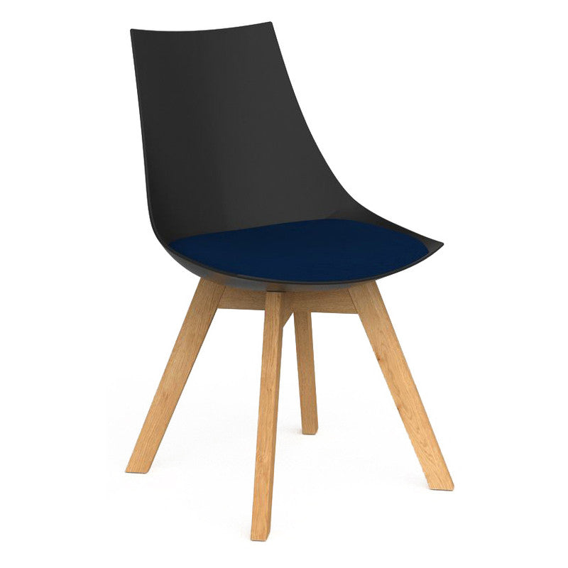 Luna Visitor Chair Solid Oak Legs / Steel Blue / Black