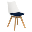 Luna Visitor Chair Solid Oak Legs / Steel Blue / White