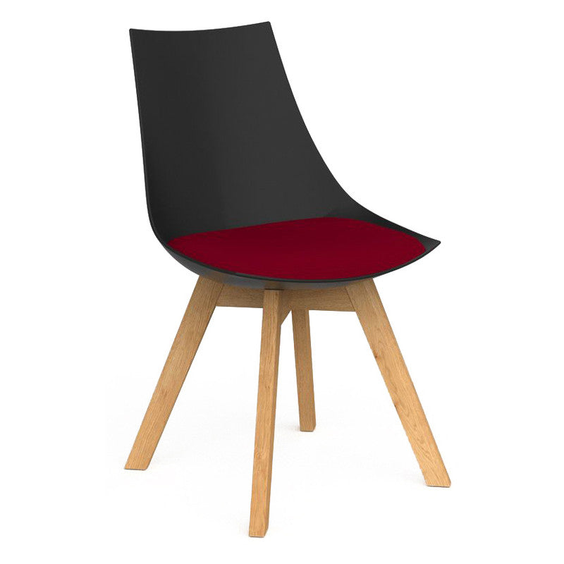 Luna Visitor Chair Solid Oak Legs / Tomato Red / Black