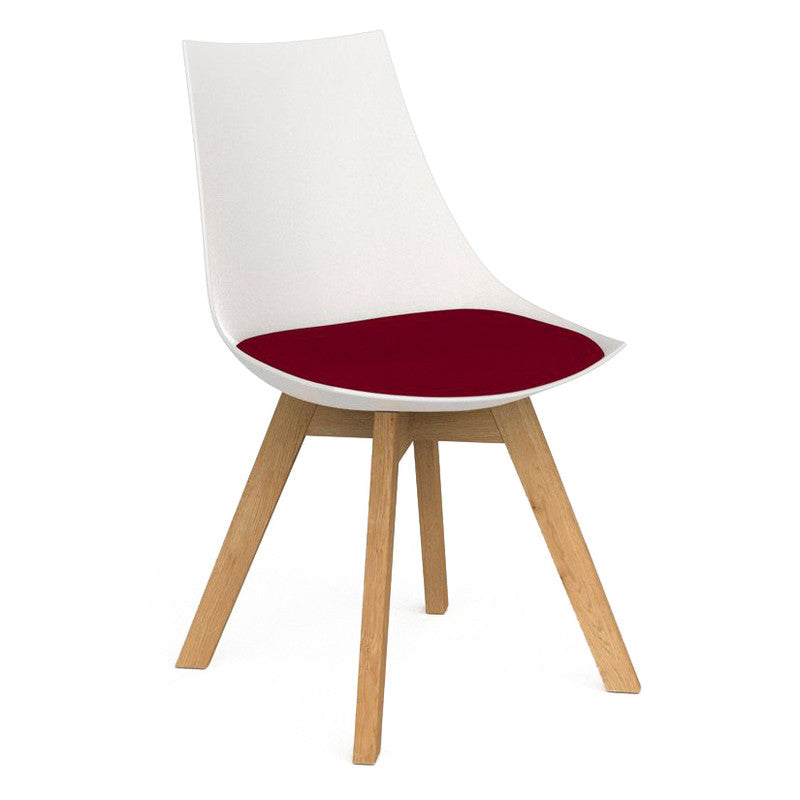 Luna Visitor Chair Solid Oak Legs / Tomato Red / White