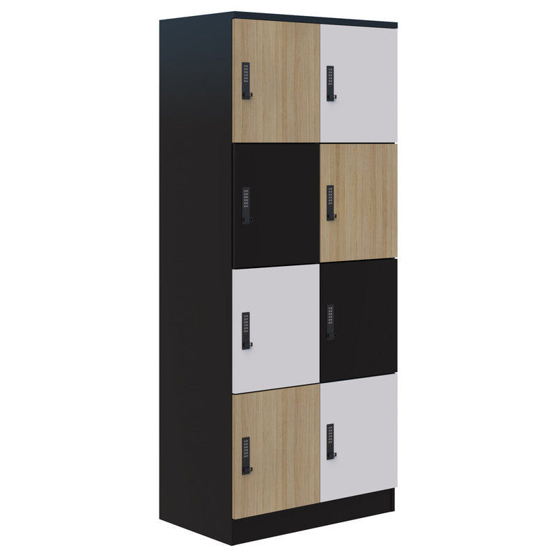 Mascot Lockers 4H x 2W / Assorted - Classic Oak/Snow Velvet/Black / Digital Locking