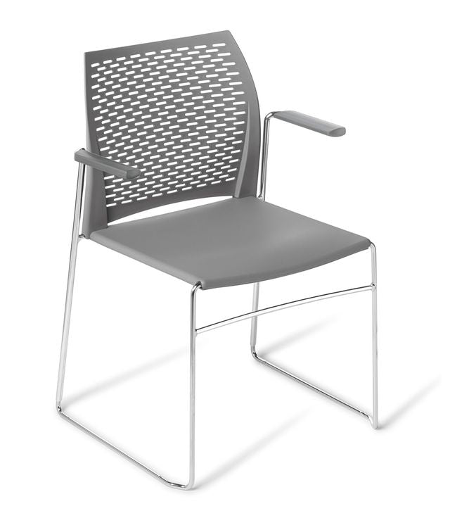 Net Chair with Arms Grey / Chrome