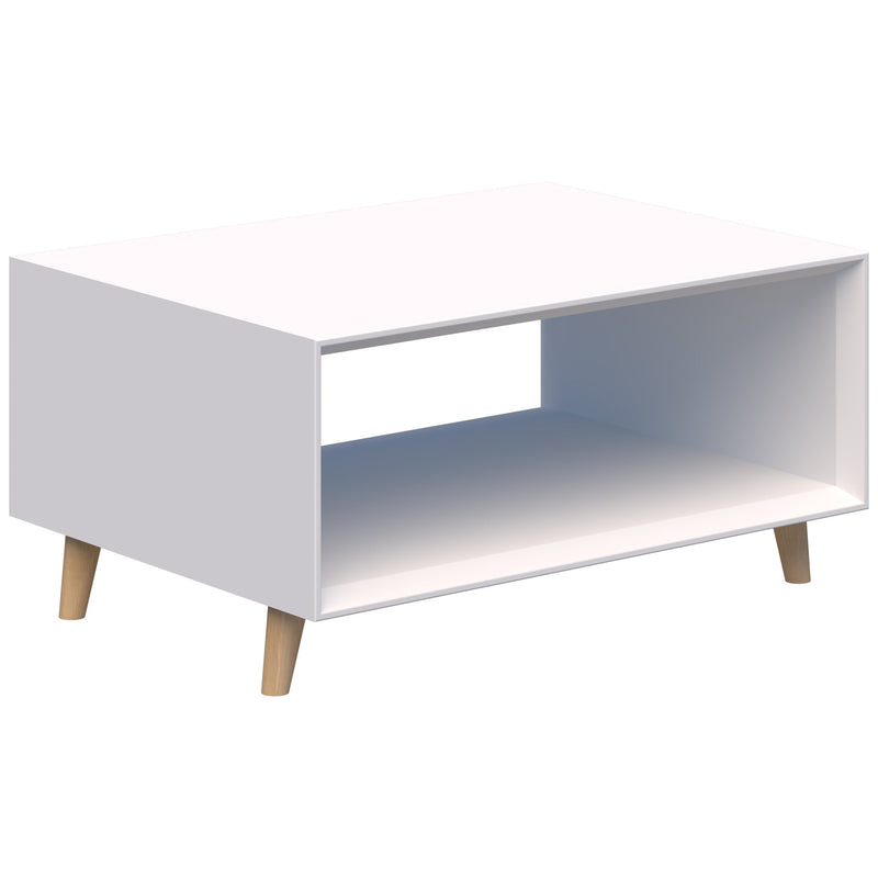 Oslo Box Coffee Table 800 / Snow - Underpainted White / Tasmanian Ash Solid Wood