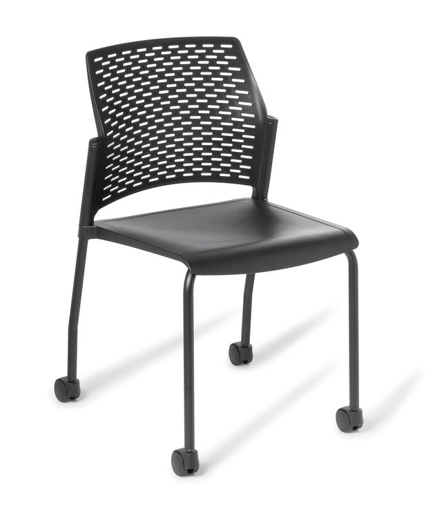 Punch 4-Leg on Castors Chair Black / Black
