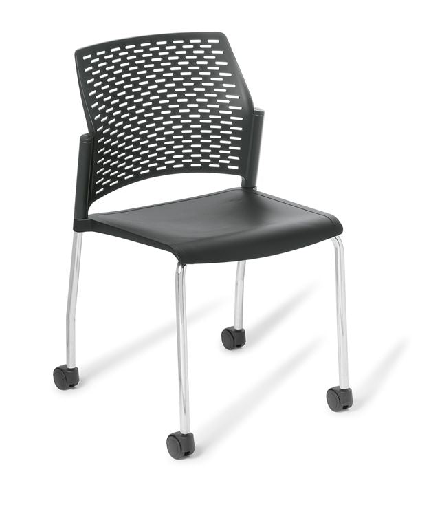Punch 4-Leg on Castors Chair Black / Chrome
