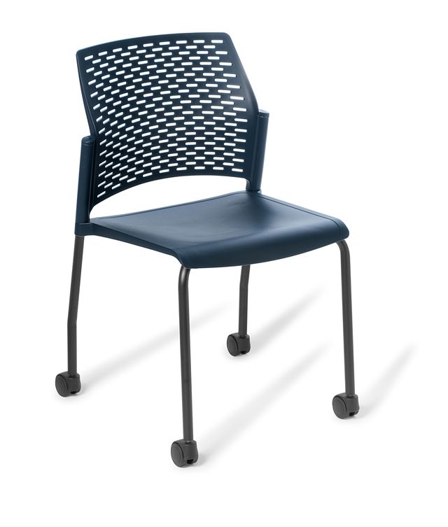 Punch 4-Leg on Castors Chair Navy / Black