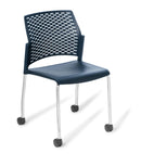 Punch 4-Leg on Castors Chair Navy / Chrome