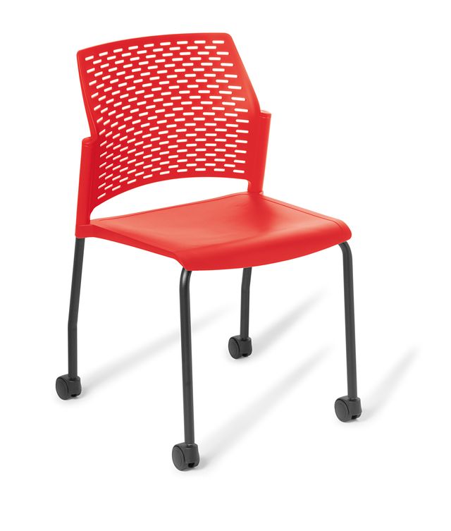 Punch 4-Leg on Castors Chair Red / Black