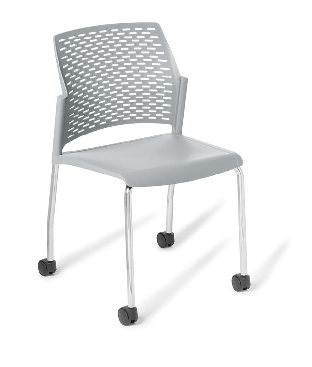 Punch 4-Leg on Castors Chair Smoke / Chrome