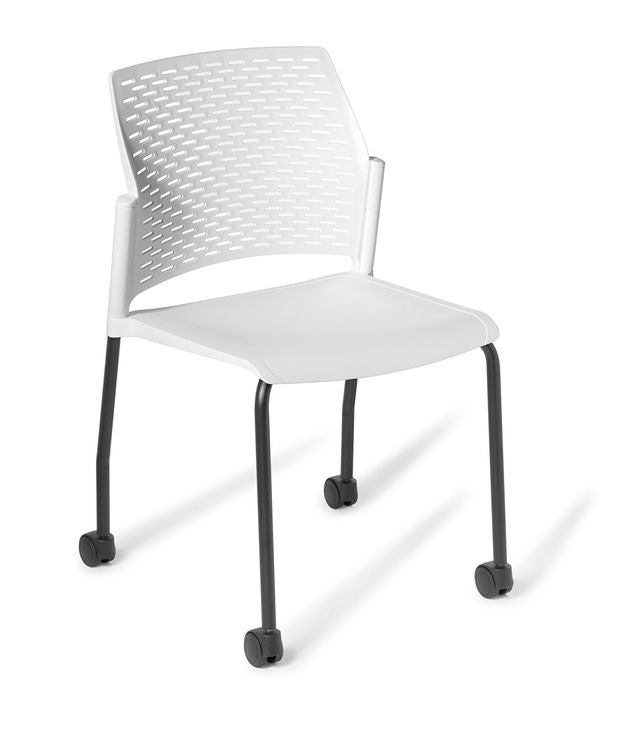 Punch 4-Leg on Castors Chair White / Black